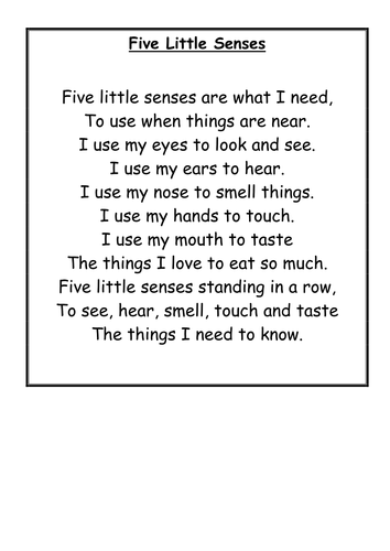 Year 1 Writing Poetry The Five Senses Week 1 Of 2 Teaching Resources