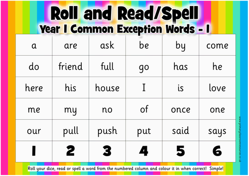 roll-and-read-spell-year-1-common-exception-words-teaching-resources