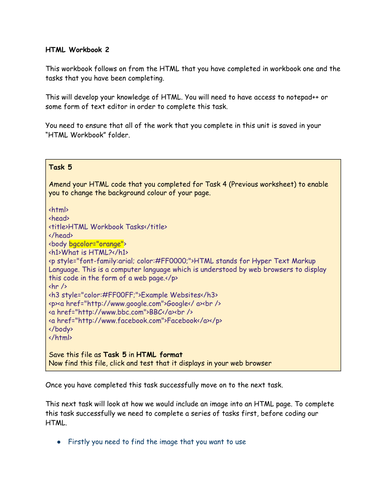 HTML Student Workbook 2