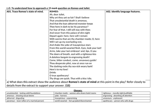 Act 5 Scene 3 Romeo and Juliet | Teaching Resources