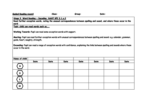 Year 3 Guided Reading records linked to NAHT outcomes/Classroom Monitor ...