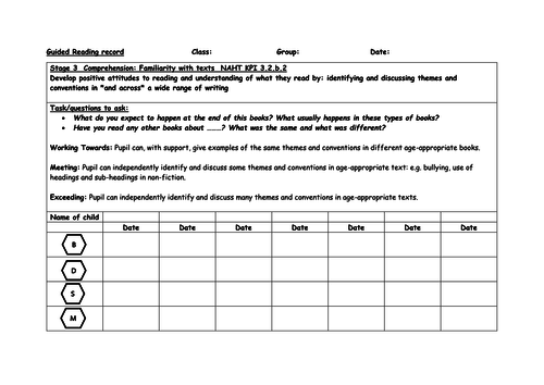 Year 3 Guided Reading records linked to NAHT outcomes/Classroom Monitor ...