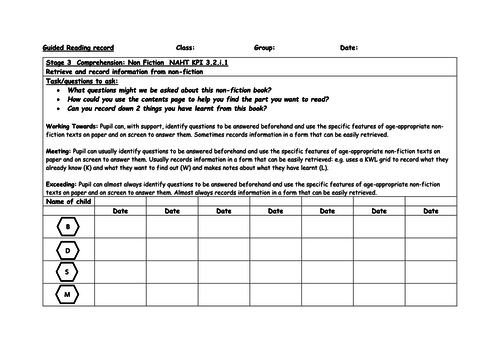 Year 3 Guided Reading records linked to NAHT outcomes/Classroom Monitor ...