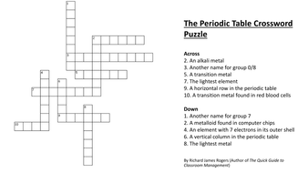 The Periodic Table Crossword Puzzle Complete With Answers