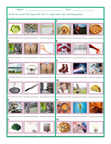 Phonics L Sound Photo Worksheet | Teaching Resources
