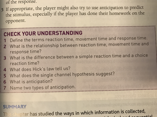 Lesson 7 Response Reaction and Movement time