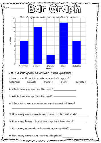 Space themed Bar Graph. Reading and Drawing. 3 Levels | Teaching Resources