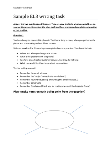 entry level 3 functional skills english writing revision pack