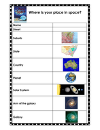 My Place in Space Worksheet | Teaching Resources