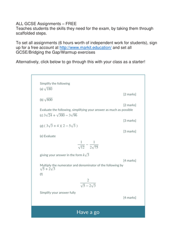 Gcse Maths Core Skills Test Teaching Resources