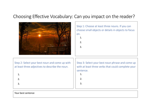 INTERVIEW LESSON WORKSHEET: Writing 1 Effective Vocabulary Choices