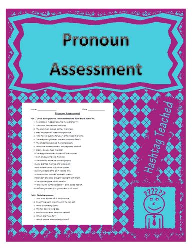 Pronoun Assessment 2nd Grade
