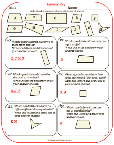 Grade 3 Geometry Quiz Worksheet