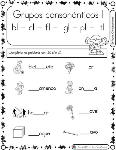 Spanish Phonics Book Set #18: Grupos consonanticos con l