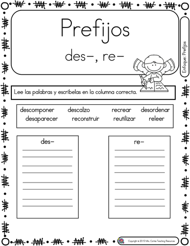 Spanish Phonics Book Set #20: Prefijos des y re