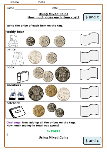 australia money problems count add and subtract draw coins to match price tags worksheets teaching resources