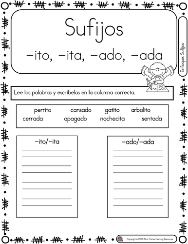 Spanish Phonics Book Set #22: Sufijos ito, ita, ada, ado