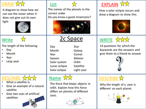Space revision activities KS3 | Teaching Resources