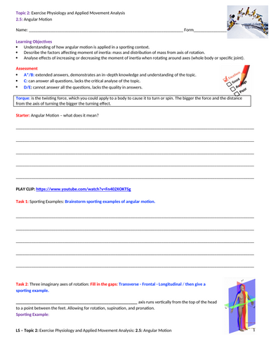 A-Level PE EDEXCEL (2016) 2.5.Angular Motion