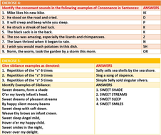 POETIC SOUND DEVICES WORKSHEETS WITH ANSWERS | Teaching Resources