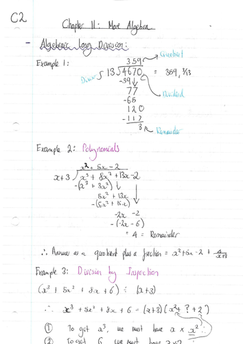 A Level Maths: C2 Revision Notes - Algebra