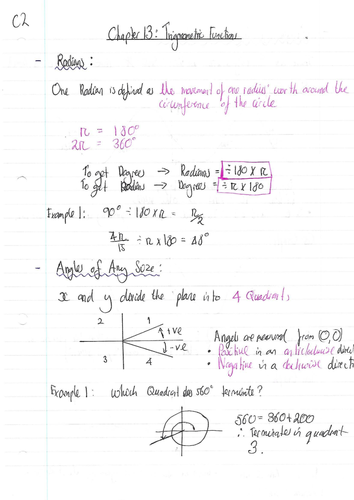 A Level Maths: C2 Revision Notes - Trigonometry