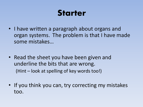 KS3 lesson on organ systems | Teaching Resources