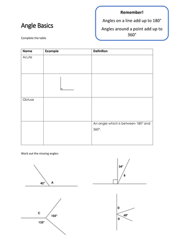 Interior and Exterior Angles Worksheet | Teaching Resources