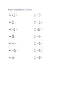 KS2: Converting fractions to decimals | Teaching Resources