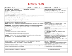 Lesson Plan IGCSE Economics Year 10 Week Term 3a, 2017- 2019 Syllabus ...