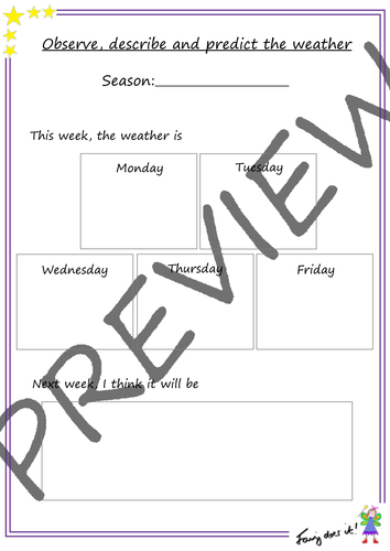 Weather observation recording sheets – record over 5 days | Teaching