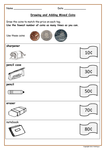 new zealand money word problems count add subtract draw coins to match price tags worksheets teaching resources