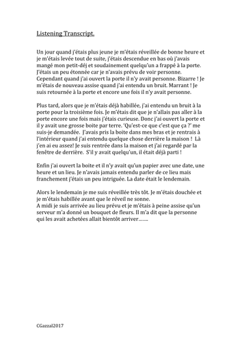 French GCSE – Une histoire mystérieuse – imperfect, perfect and ...