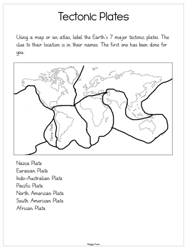 tectonic plate map worksheet