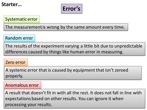 AQA - systematic error, random error, zero error and anomalous result