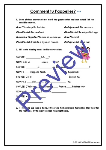 French Greetings / Introductions Worksheets | Teaching Resources