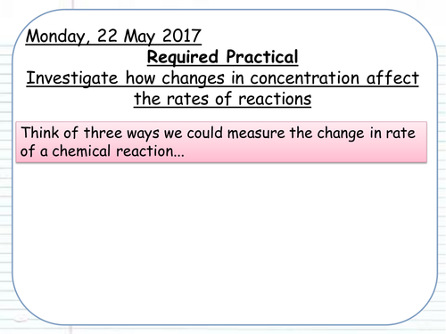 New AQA Chemistry Topic 6: Rate & extent of chemical change | Teaching ...