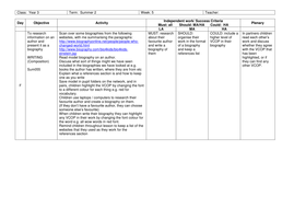 a how biography plan to write lesson by a and Writing Frame Plan Lesson Biography Writing