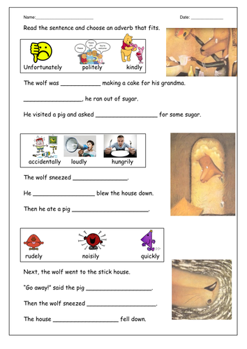 Adverbs and the True Story of the Three Little Pigs | Teaching Resources