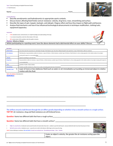 A-Level PE EDEXCEL (spec 2016) 2.7. Fluid Mechanics