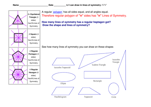 2D Shape: Lines of Symmetry