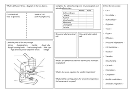 ks3 cells and respiration revision mat teaching resources