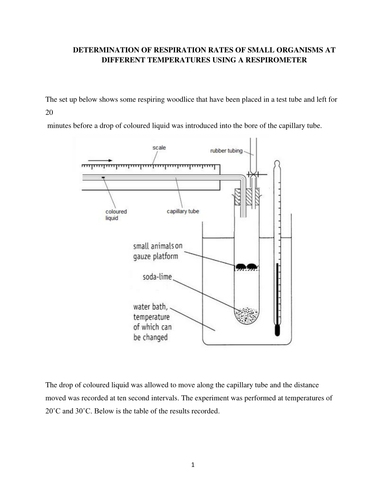 DETERMINATION OF RESPIRATION RATES OF SMALL ORGANISMS AT DIFFERENT ...