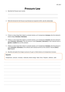 GCSE Physics Worksheet: Pressure Law Definition, maths relationship