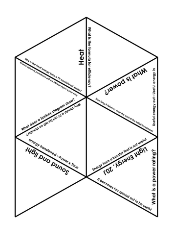 AQA P1.2 and P1.3 Energy Transfers Revision Matching activity (2017 exams)