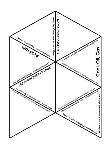 AQA Physics P1.4 Energy Resources Revision Matching Activity