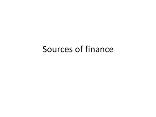 Sources of Finance Assessment