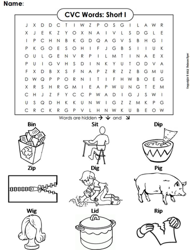 CVC Words: Short I Word Search