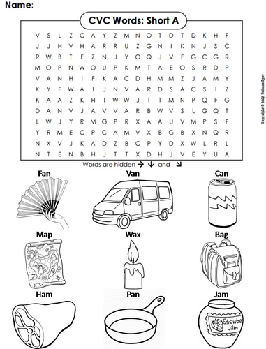 CVC Words: Short A Worksheet/ Word Search