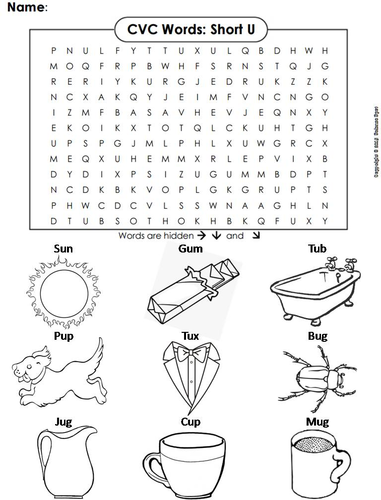 CVC Words: Short U Word Search